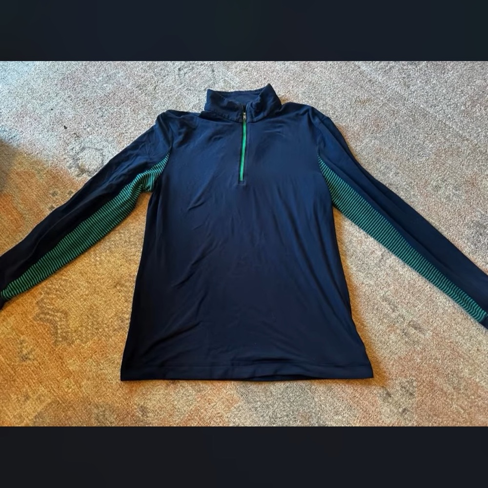 Lululemon Athletica Black and Green Half-Zip Pullover